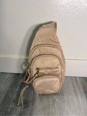 Madden Girl Beige Nylon Crossbody Sling Bag